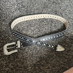 Another Line Black Studded Belt with Silver Accents size large